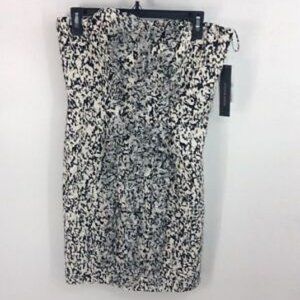 Cynthia Steffe B&W Patterned Ruffle front Strapless Silk Mini Dress 8